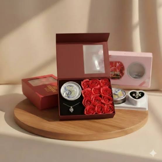 Romantic Love Forever Red Rose Gift Box with Jewelry Drawer