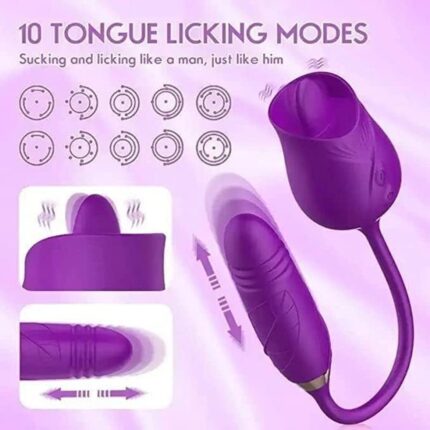 ₀̷₁̷ Rose 2 in 1 Rechargable Licking Up-Down Vibration For Women - 1080x1080 Official